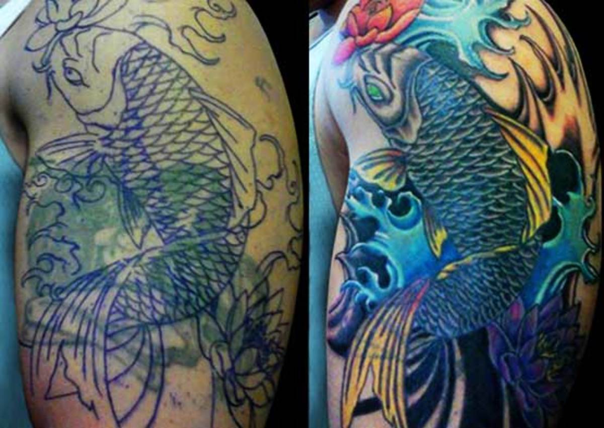 Koi tattoo cover-up