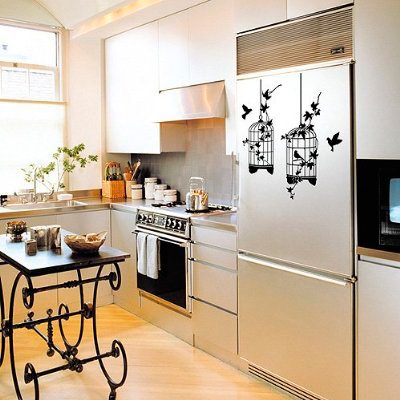 Removable wall decals can also be used on other surfaces for embellishment, like fridges and cupboards. 