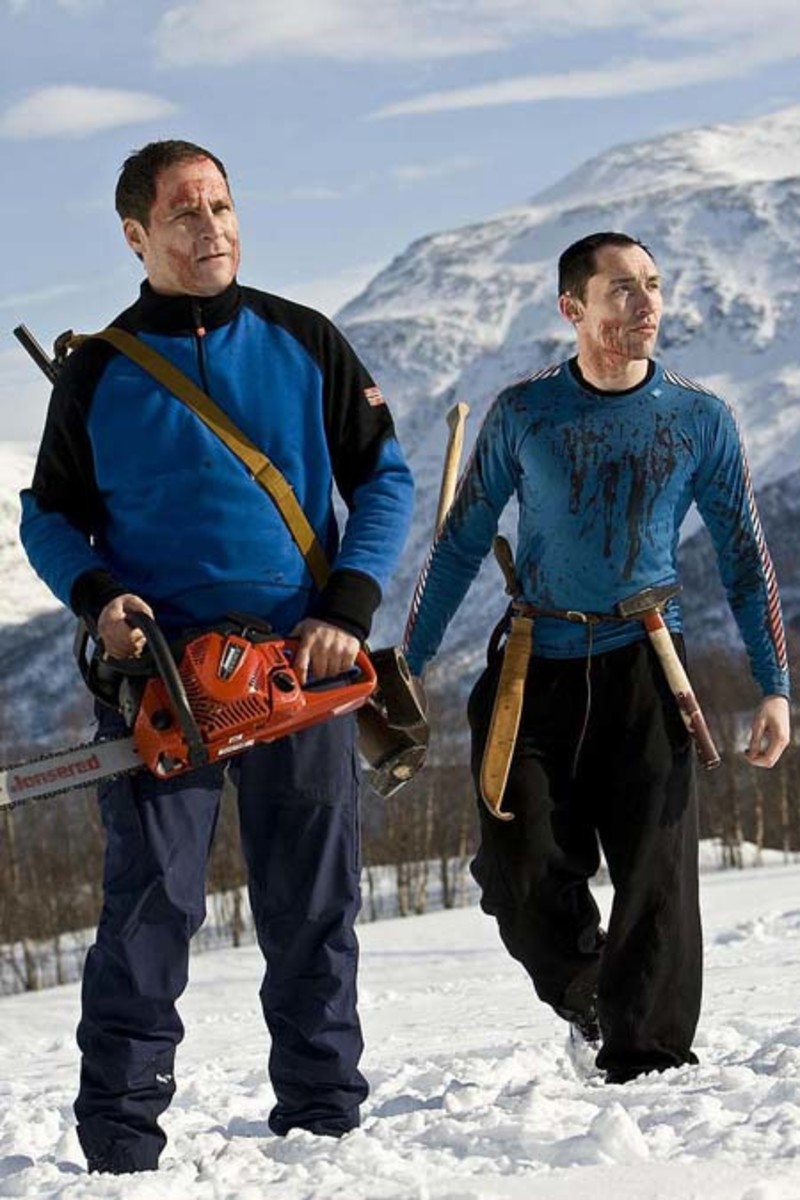 Vegar Hoel (Martin) and Stig Frode Henriksen (Roy) preparing to fight the Nazi zombies