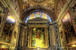 Ancient interior European church decor