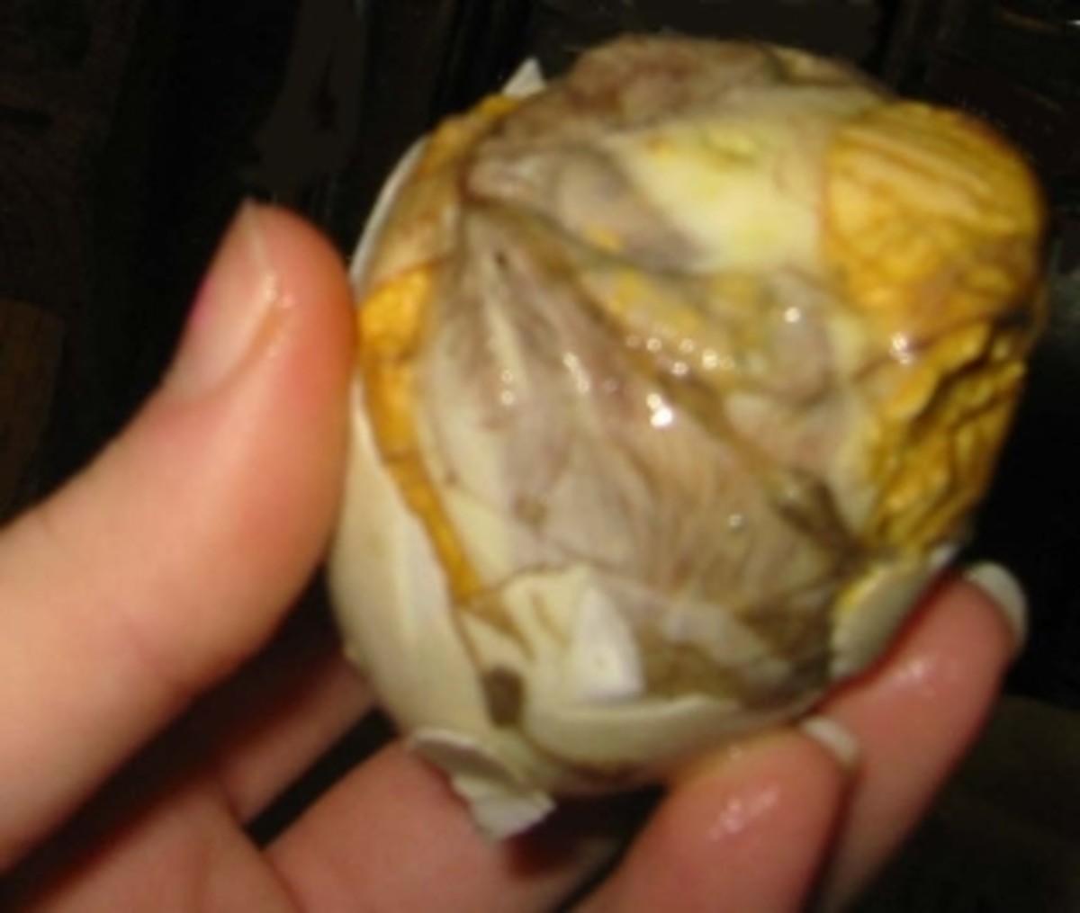 Balut or Fertilized duck eggs can be purchased in many Asian Countries.  It's a popular street food in the Philippines.