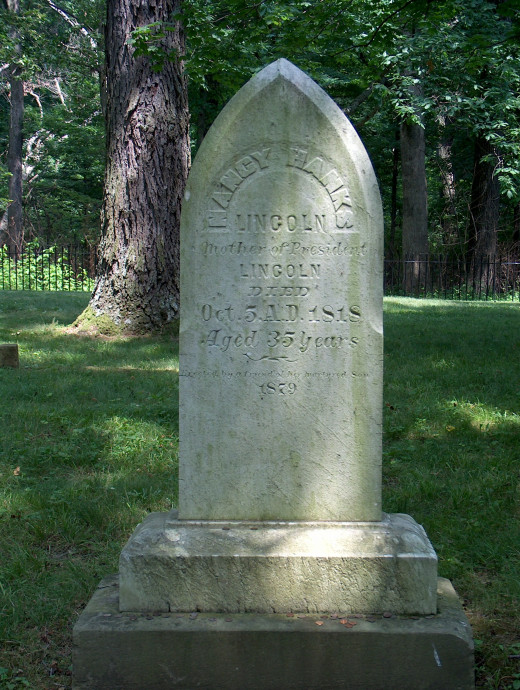 The grave marker for Nancy Hanks Lincoln