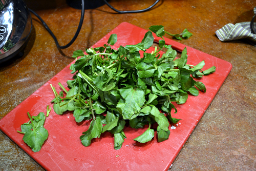 Watercress with about 2 inches of the lower stems removed.