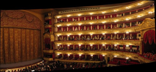Inside the Bolshoi Theatre in Moscow, Russia.