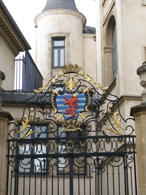  Coat of Arms on Grand Ducal Palace in Luxembourg City, Luxembourg.