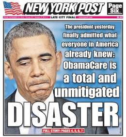 Actual Cover of the New York Post, Friday, 24 November 2013