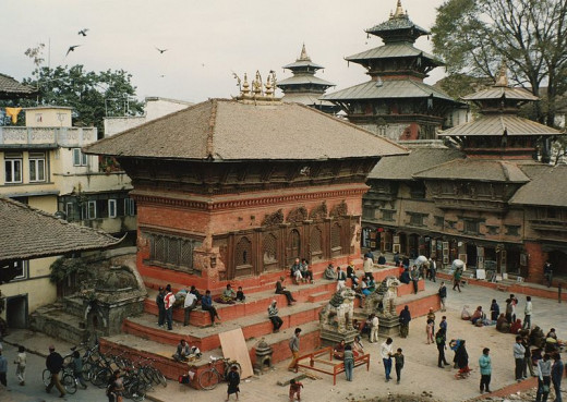 Four temples in Durbar Square, Kathmandu.