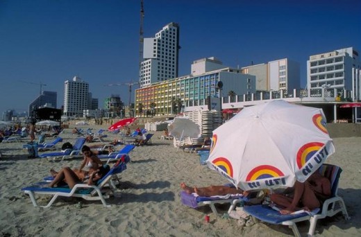 Mediterranean beach near the hotel district 