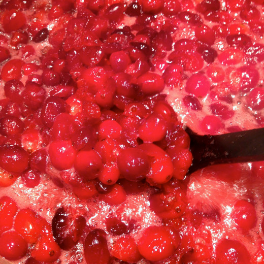Add a pat of butter to reduce the foaming when boiling the cranberries and sugar.