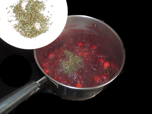 add pulverized rosemary. Simmer to desired consistency-- 