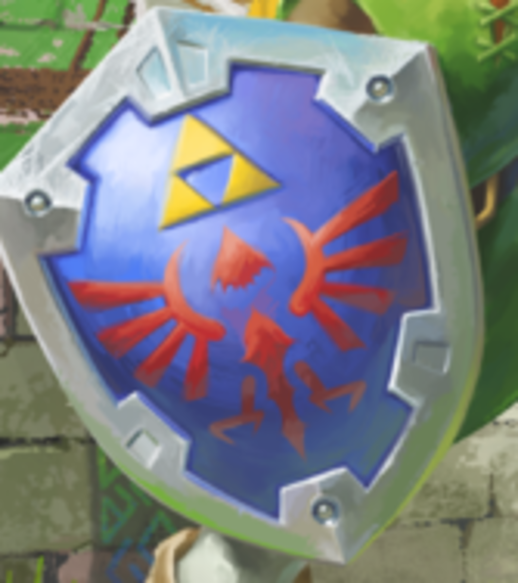 The Hylian Shield, as depicted on official concept art by Nintendo.