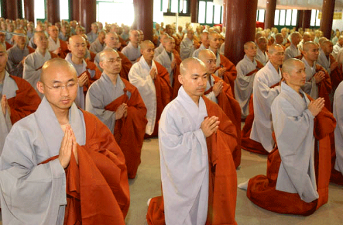 Buddhists priests or monks.