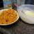 Mashing the sweet potato.