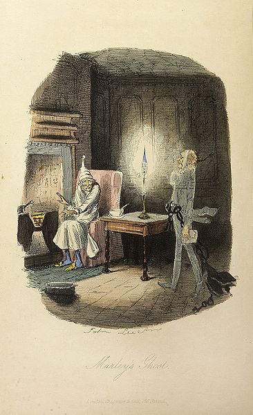 Scrooge Visited by the Ghost of Jacob Marley Illustrated by John Leech