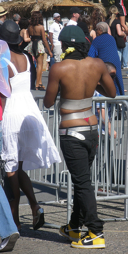 This man takes sagging pants to the extreme during a "gay pride" parade in Washington, D.C.