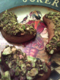 Pistachio and chocolate dipped Crescent rolls