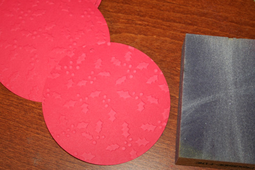 After, I sanded the embossing with a light sanding block.