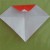 Fold the corner so that it touches the red crease line. Fold the corner so that it touches the red crease line.