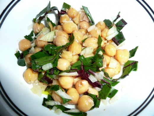 Cickpea and Beet Greens Salad:  Source: http://www.aartibatavia.com/blog/cool-chick-pea-salad-with-beet-greens/