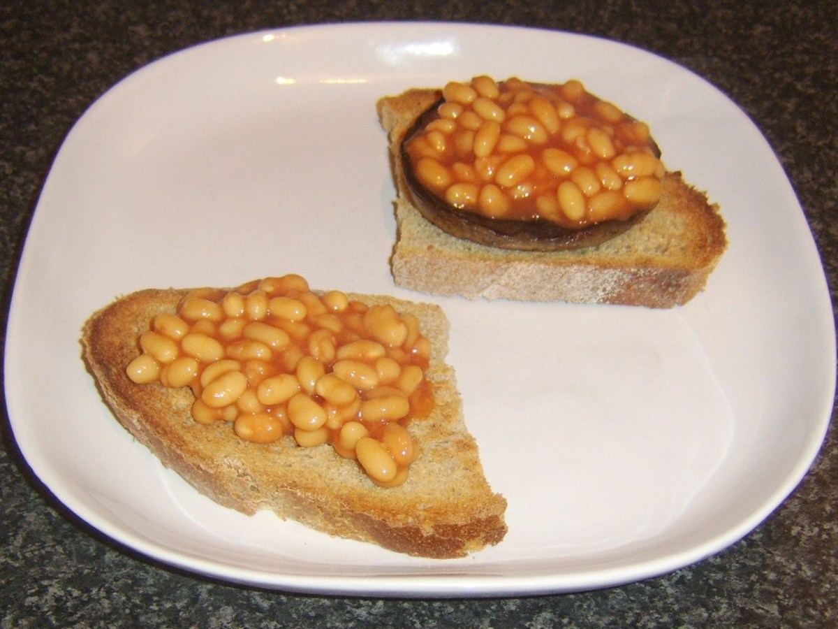 Beans are spooned on to toast and mushroom