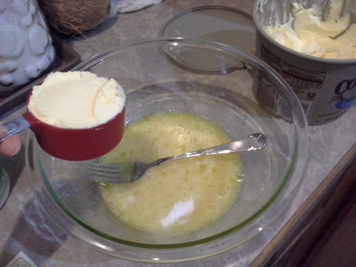 Step Three: Add 1/2 cup butter and mix well