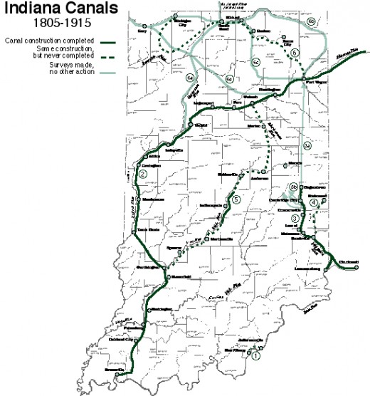 Indiana's proposed and constructed canals 