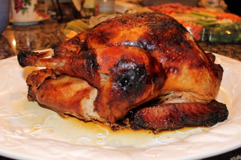Apple Cider - Honey Brined Turkey This turkey can be grilled, smoked or roasted in the oven, but it won't have that extra smoky flavor ig cooked in the oven.