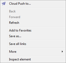 The Maxthon Cloud Browser context menu when activated over a paragraph of text.
