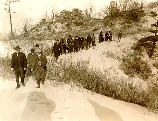 Colonel Richard Lieber and Stephen Mather at the future Indiana Dunes State Park in 1916