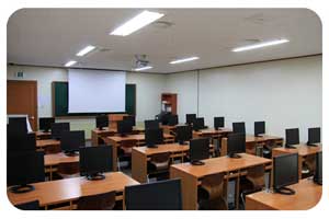 Modern classrooms often contain computers for each student.