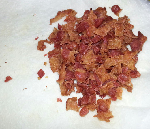 Cook the bacon up crispy, and chop it up! photo by AMB