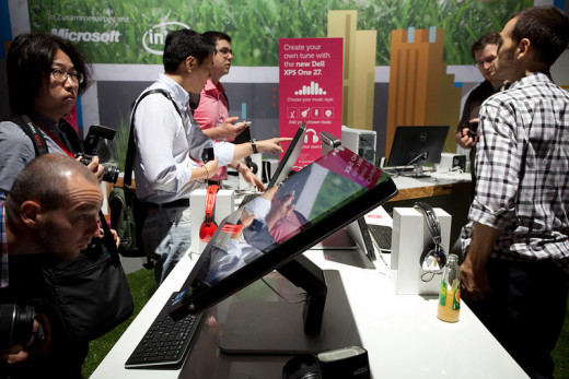 For Windows 8 AIO Computers, it is important that the screen can tilt backwards, as seen in this Dell XPS One, so the touchscreen can be used without developing constant shoulder pain.