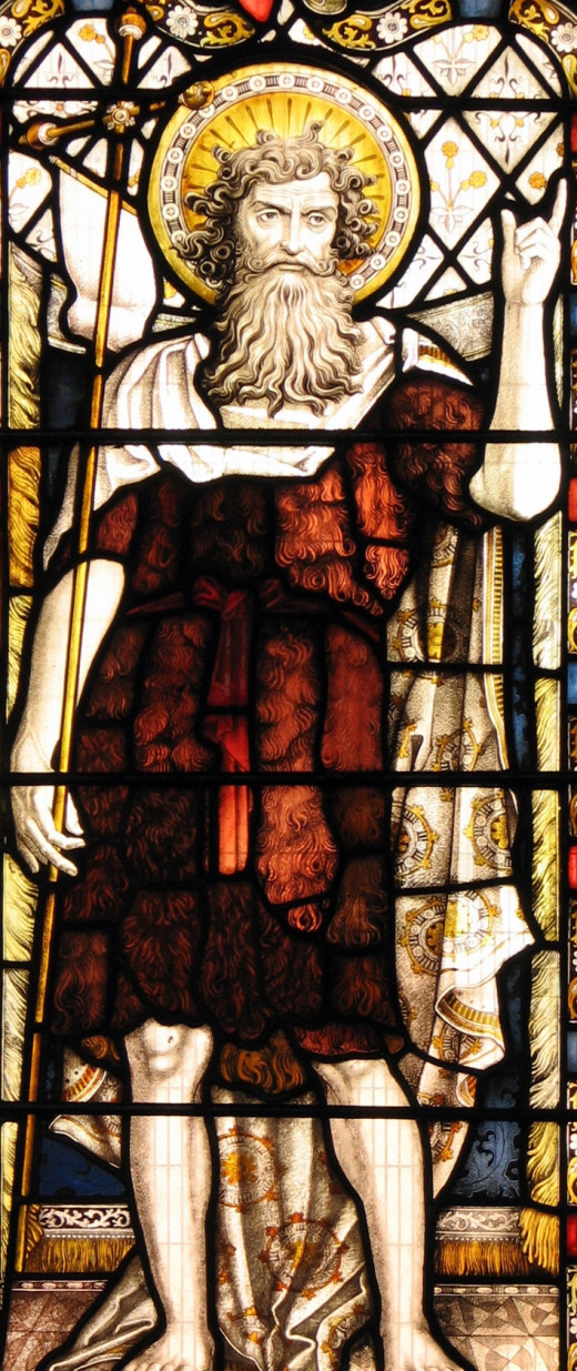Stained glass window of John the Baptist, Cathedral of Leicester, England