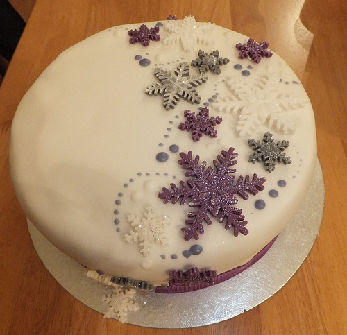 Snowflake cake is perfect for a Frozen Birthday party.