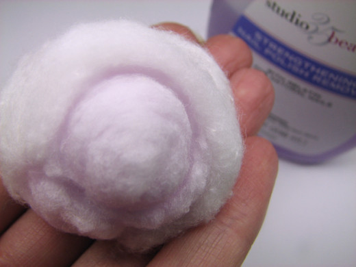Materials needed: Acetone nail polish remover and cotton balls.