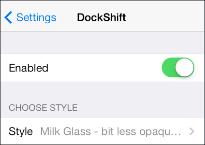 The DockShift settings page