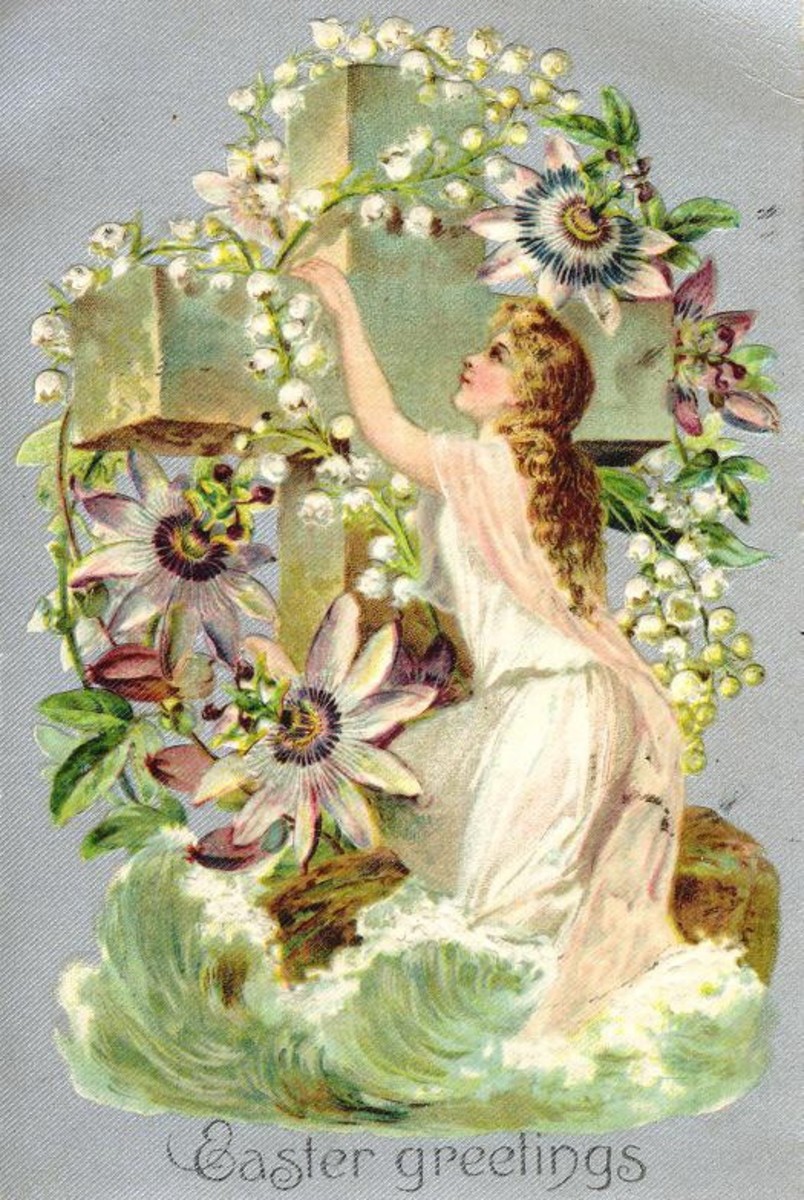 Another vintage Easter card. The merging of the two religious holidays is demonstrated.