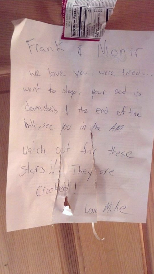 Arrived a 'lill late to the cabin. We had a surprise hanging above the stairs. 2013