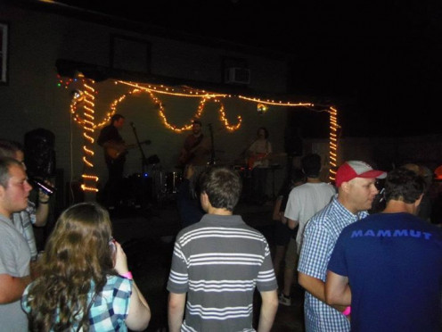 Band playing outside the local pub. Fourth of July weekend 2012