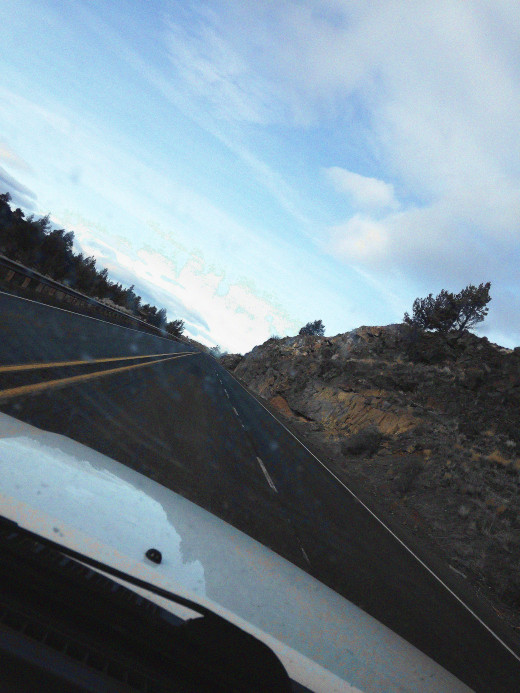 A view threw a dirty windshield
