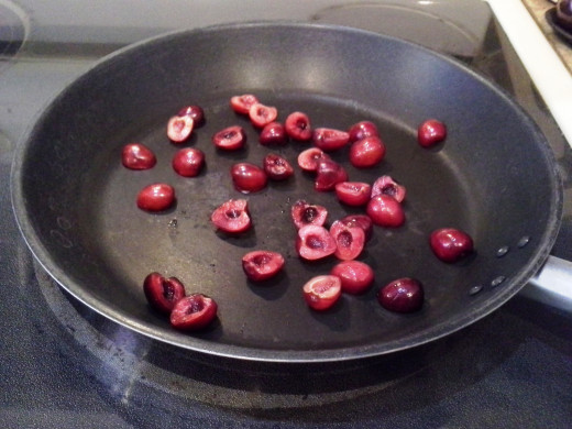 Step Three: I just toss my cherries directly into the pot when cut and pitted