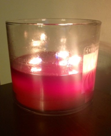 A fun and very pretty candle to burn. Peppermint Meringue - by Everyday Luxe.  A three wick candle.