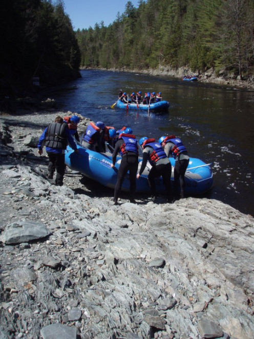 After sliding your raft down the stairs, you will lower it into the river. At this time, instructors repeat safety precautions and command signals. 2010