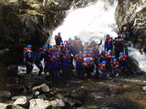 Group photograph under the waterfall. 2010