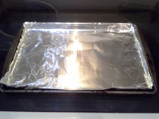 Step One: Cover a cookie sheet in aluminum foil 