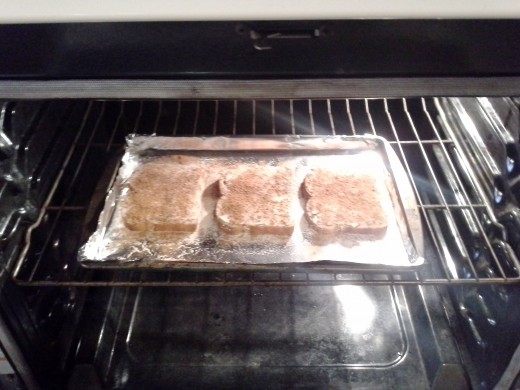 Step Six: Pop your toast in the oven and broil on low for 10 minutes