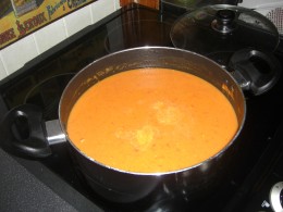 The finished soup after blending