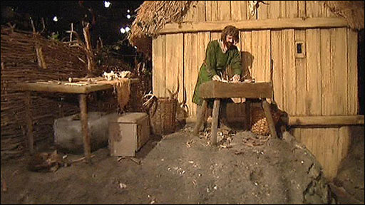 Craftsman outside his workshop in Jorvik - this would be a selling point. In showing how quality goods were made instilled confidence in prospective customers