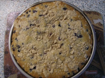 Sher's gluten free wild blueberry coffee cake.