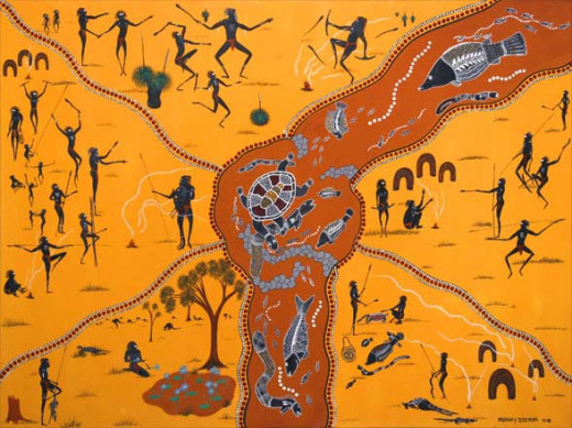 Aboriginal Dream Time. For more paintings by Peter Muraay Djeripi Mulcahy please click on link. requested permission by email